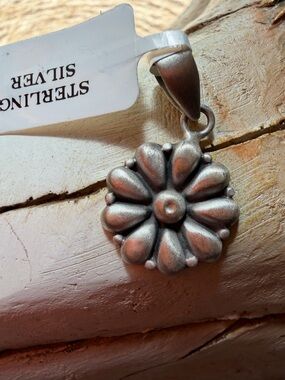 Sterling Silver Floral Drop Pendant - Silver